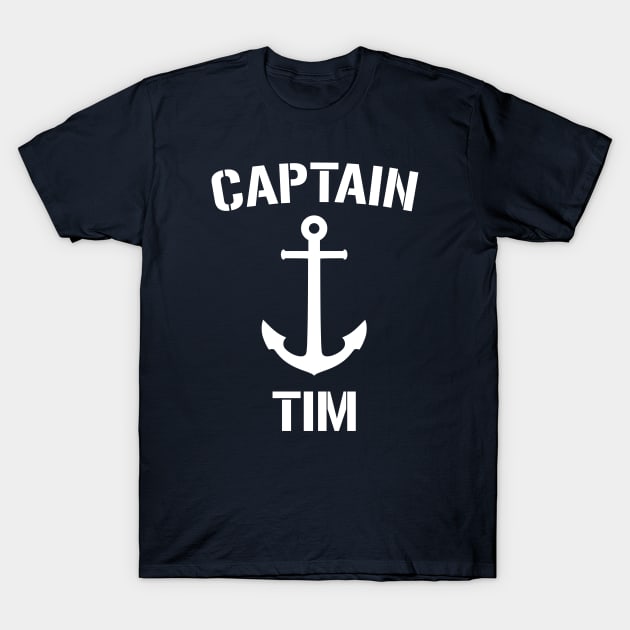 Nautical Captain Tim Personalized Boat Anchor T-Shirt by Rewstudio